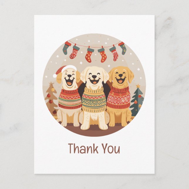 Thank You Christmas Labrador Retriever Dogs Postcard (Front)
