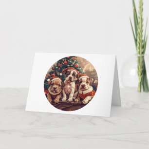 Thank You Christmas Pit Bull Puppy Dogs Card