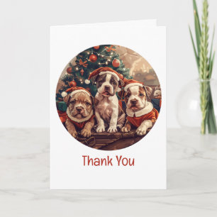 Thank You Christmas Pit Bull Puppy Dogs Card