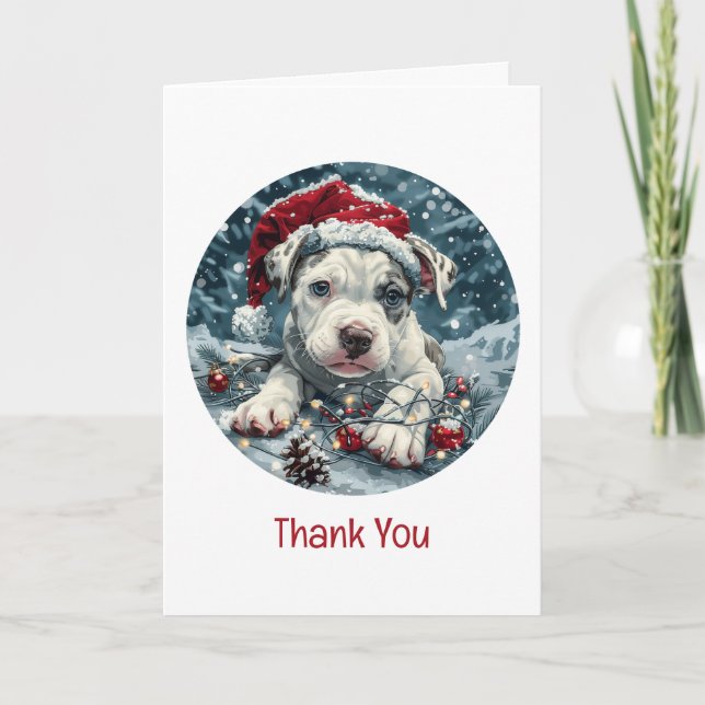 Thank You Christmas Pit Bull Santa Puppy (Front)