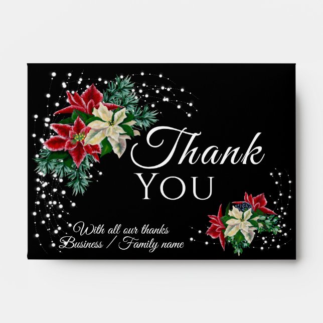 Thank You Christmas Poinsettia Cash Gift  Envelope (Front)