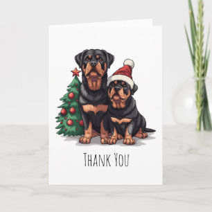 Thank You Christmas Rottweiler Dog Christmas Tree Card