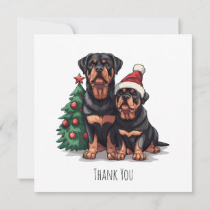 Thank You Christmas Rottweiler Dog Christmas Tree Card