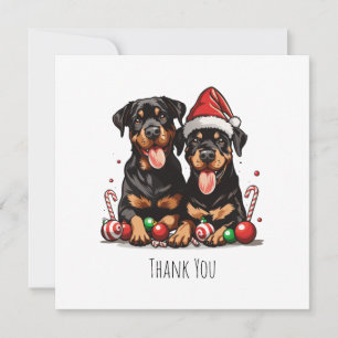 Thank You Christmas Rottweiler Dog Santa Card