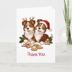 Thank You Christmas Shetland Sheepdogs Card