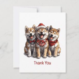 Thank You Christmas Shiba Inu Santa Dogs Card