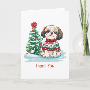 Thank You Christmas Shih Tzu Dog Card