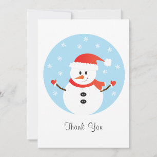 Thank You Christmas Snowman Snowflakes Card