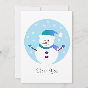 Thank You Christmas Snowman Snowflakes Card