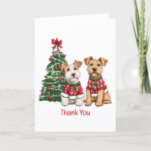 Thank You Christmas Welsh Wire Fox Terrier Dogs Card