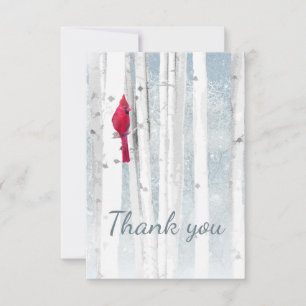 Thank You Christmas Winter Cardinal Red Bird Art Card