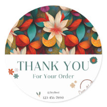 "Thank You" Circle Sticker – Graceful Gratitude 
