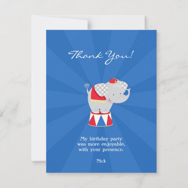 Thank You Circus Carnival Flat Card (Front)