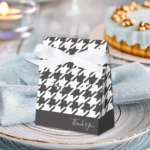 Thank You Classic Modern Black White Houndstooth Favour Box