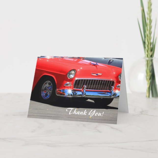 Thank You Classic Red Car greeting card (Front)