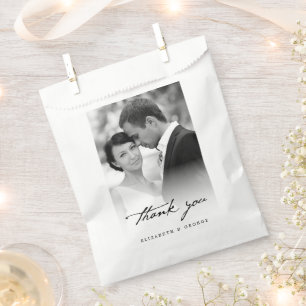 Thank You Classic Script Calligraphy Photo Wedding Favour Bag