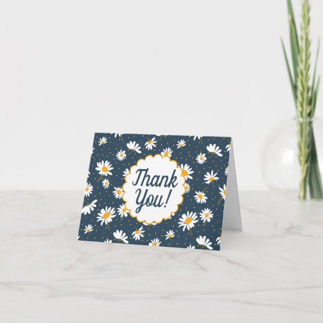 Thank You Classic Yellow Daisy Flowers Card (Front)