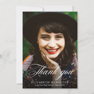 Thank You Classy Calligraphy Graduation Photo Announcement