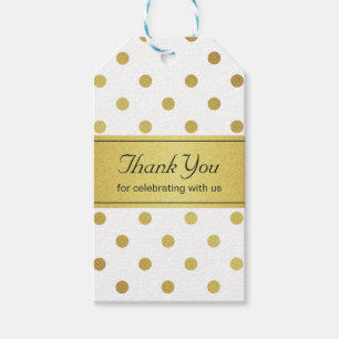 Thank You Classy White and Gold Glitter Polka Dots Gift Tags