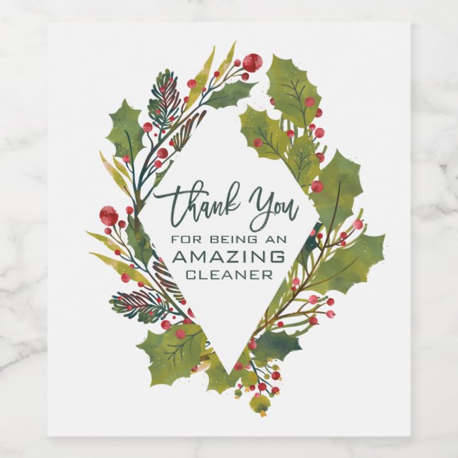 Thank You Cleaner For Christmas Wine Label (Single Label)