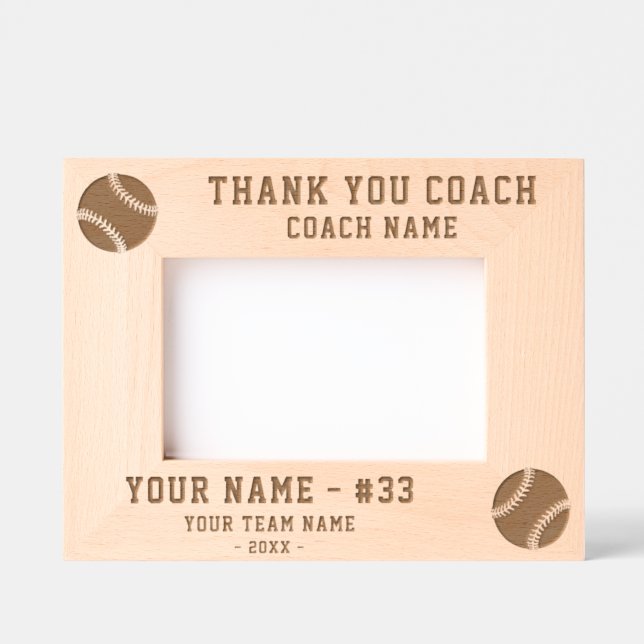 Thank you Coach Baseball Team Name Sports Etched Frames (Front)