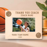 Thank you Coach Basketball Team Name Sports Etched Frames<br><div class="desc">Thank you Coach Basketball Team Name Sports Etched Frames. 2 basketball ball in the corners. Personalise it with the coach's name, team name and year, making it a unique keepsake to commemorate a memorable season or career. An ideal gift for basketball coaches, this frame beautifully showcases a cherished photo and...</div>