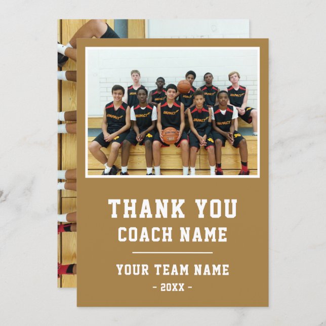 Thank you Coach Card Team Name Photo (Front/Back)