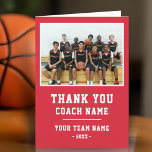 Thank you Coach Card Team Name Photo<br><div class="desc">Thank you Coach Card Team Name Photo. Personalise with your coach name,  team name and year. You can change any text on the card or erase it. A great card for a coach! Add a team photo and get the team to sign the non-designed areas of the card.</div>