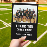 Thank you Coach Card Team Name Photo<br><div class="desc">Thank you Coach Card Team Name Photo. Personalise with your coach name,  team name and year. You can change any text on the card or erase it. A great card for a coach! Add a team photo and get the team to sign the non-designed areas of the card.</div>