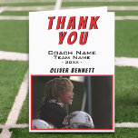 Thank you Coach Card with Photo<br><div class="desc">Thank you Coach Card with Photo. Thank you coach card with photo, thank you text, coach name, team name, year and your name. Photo thank you card - add your photo into the template. Great thank you card for any sports coach - baseball, basketball, football, soccer, hockey, volleyball, ... ...</div>