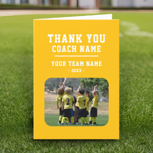 Thank you Coach Card with Team Name Photo