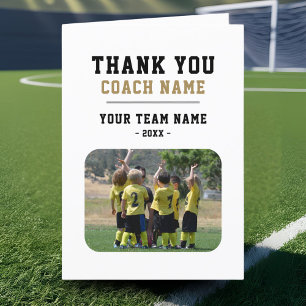 Thank you Coach Card with Team Name Photo