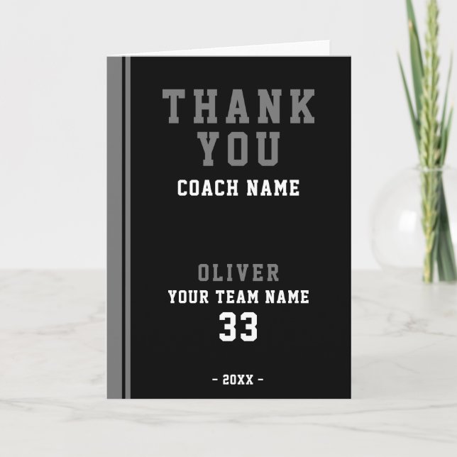 Thank you Coach Football Player Team Photo Card (Front)