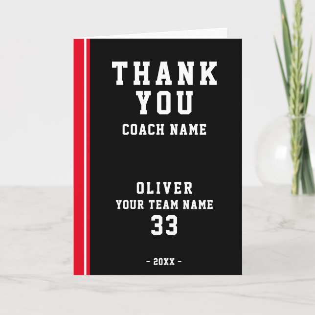 Thank you Coach Football Player Team Photo Card (Front)