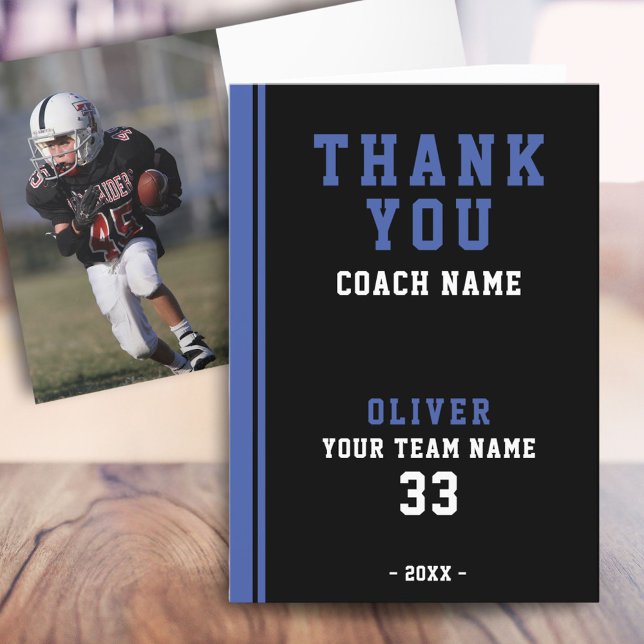 Thank you Coach Football Player Team Photo Card (Creator Uploaded)