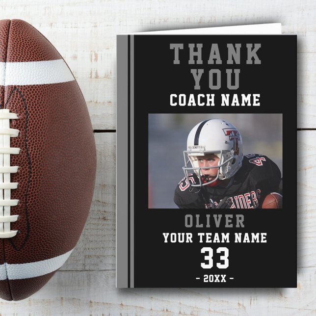 Thank you Coach Football Player Team Photo Card (Creator Uploaded)