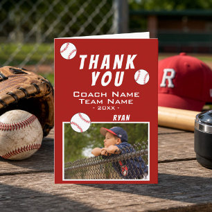 Thank you Coach Red Baseball Photo Card