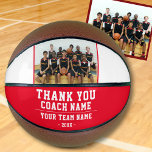 Thank you Coach Red Team Name and Photo Basketball<br><div class="desc">Thank you Coach Red Team Name and Team Photo Basketball. Personalise with your coach name, team name and year. You can change any text on the basketball or erase it. A great gift for a coach! Add a team photo and get the team to sign the non-designed areas of the...</div>