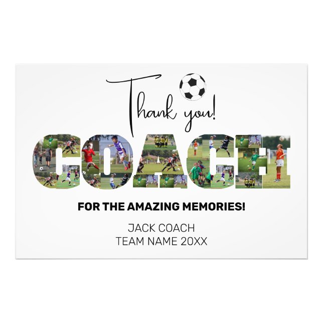 Thank you Coach Soccer Collage Photo Print (Front)
