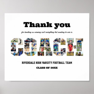 Thank You Coach Sports Team Photo Collage  Poster