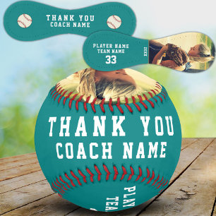 Thank you Coach Teal Team Name Number Photo Softball