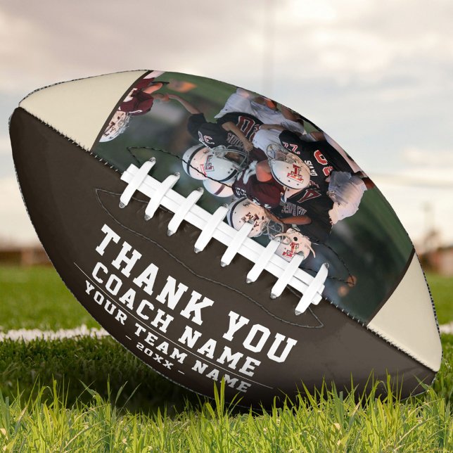 Thank you Coach Team Name Black Photo Football (Creator Uploaded)