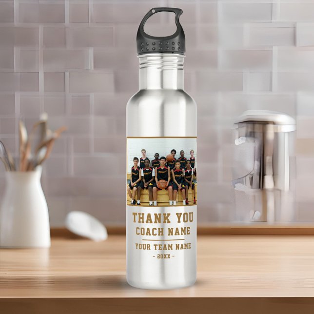 Thank you Coach Team Name Photo 710 Ml Water Bottle (Creator Uploaded)