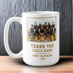 Thank you Coach Team Name Photo Coffee Mug<br><div class="desc">Thank you Coach Team Name and Team Photo Coffee Mug. Personalise with your coach name, team name and year. You can change any text on the mug or erase it. A great gift for a coach! Add a team photo and get the team to sign the non-designed areas of the...</div>