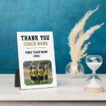 Thank you Coach Team Name Photo Plaque<br><div class="desc">Thank you Coach Team Name Photo plaque. Personalise with your coach name, team name, team photo and year. You can change any text on the plaque. A great gift and a keepsake plaque for a soccer coach! Get the team to sign the non-designed areas with a fine point permanent marker....</div>