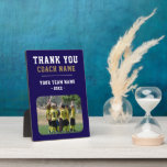 Thank you Coach Team Name Photo Plaque<br><div class="desc">Thank you Coach Team Name Photo plaque. Personalise with your coach name,  team name,  team photo and year. You can change any text on the plaque. A great gift and a keepsake plaque for a soccer coach!</div>