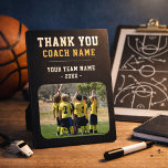 Thank you Coach Team Name Photo Plaque<br><div class="desc">Thank you Coach Team Name Photo plaque. Personalise with your coach name,  team name,  team photo and year. You can change any text on the plaque. A great gift and a keepsake plaque for a soccer coach!</div>