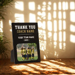 Thank you Coach Team Name Photo Plaque<br><div class="desc">Thank you Coach Team Name Photo plaque. Personalise with your coach name,  team name,  team photo and year. You can change any text on the plaque. A great gift and a keepsake plaque for a soccer coach!</div>