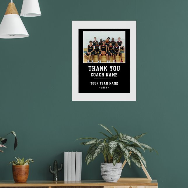 Thank you Coach Team Name Photo Poster (Living Room 1)