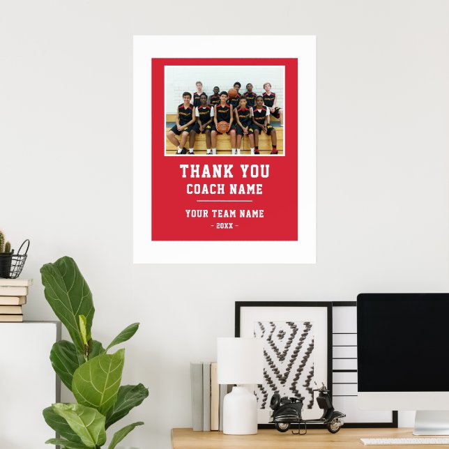 Thank you Coach Team Name Photo Poster (Home Office)